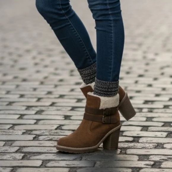 White Mountain Rialto Joker II Brown Suede Chunky Chastity Boots Sherpa Warm - Picture 16 of 16